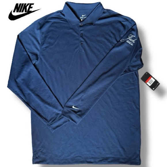 NWT Nike Dri-Fit Victory Men's Josh Cellars Long Sleeve Polo Navy Wine | Size LT - Picture 1 of 9